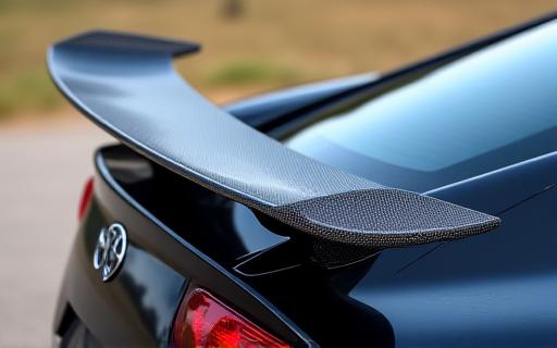 Alerón trasero de fibra de carbono en un coche deportivo